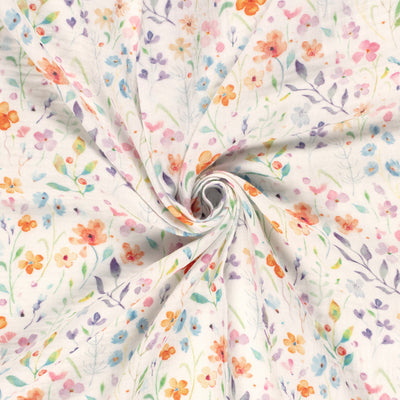 Double Gauze Printed Flowers Off White