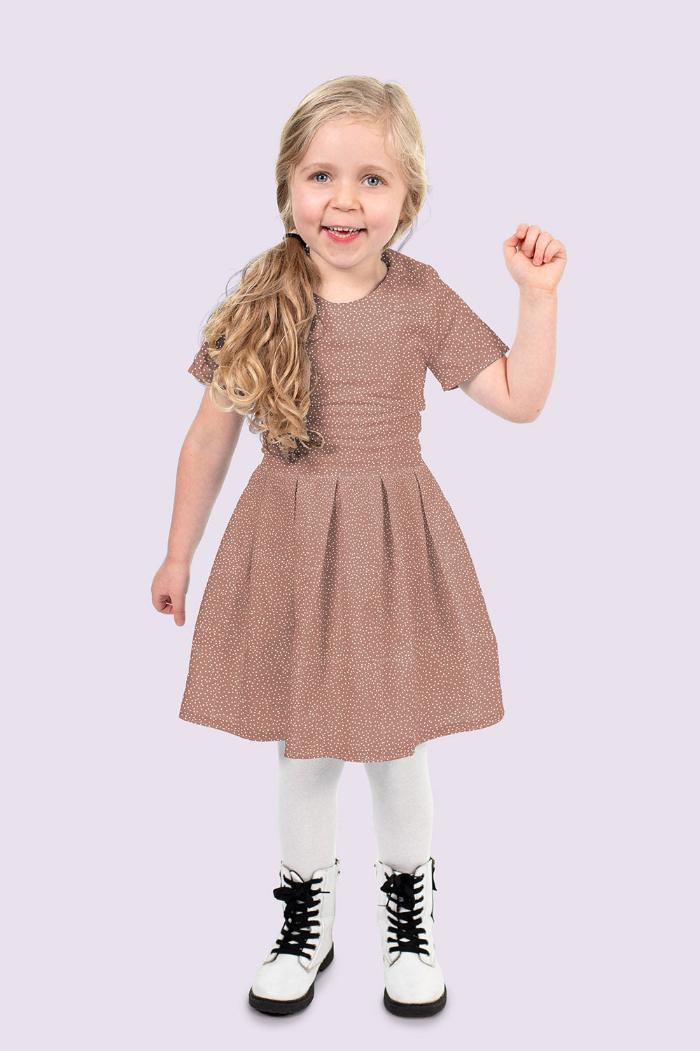 Cotton Poplin Printed Dots Brique