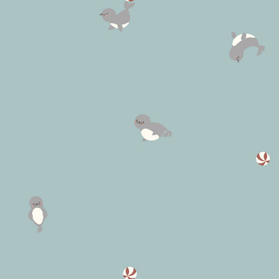 Cotton Jersey Printed Animals Baby Blue