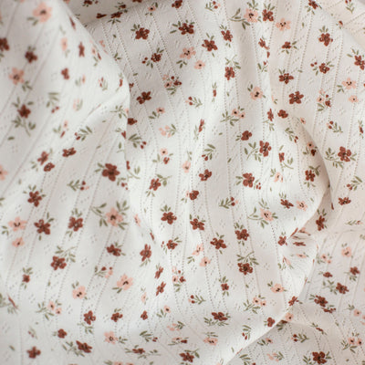 Cotton Jersey Pointelle Small Flowers Off White