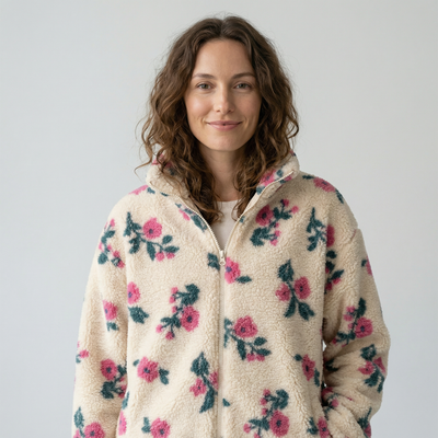 Printed Fleece Alina Ecru / Pink