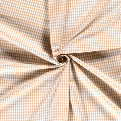 Cotton Poplin Gingham Camel 2.7 mm