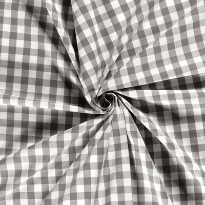 Cotton Poplin Gingham Dark Grey 10 mm