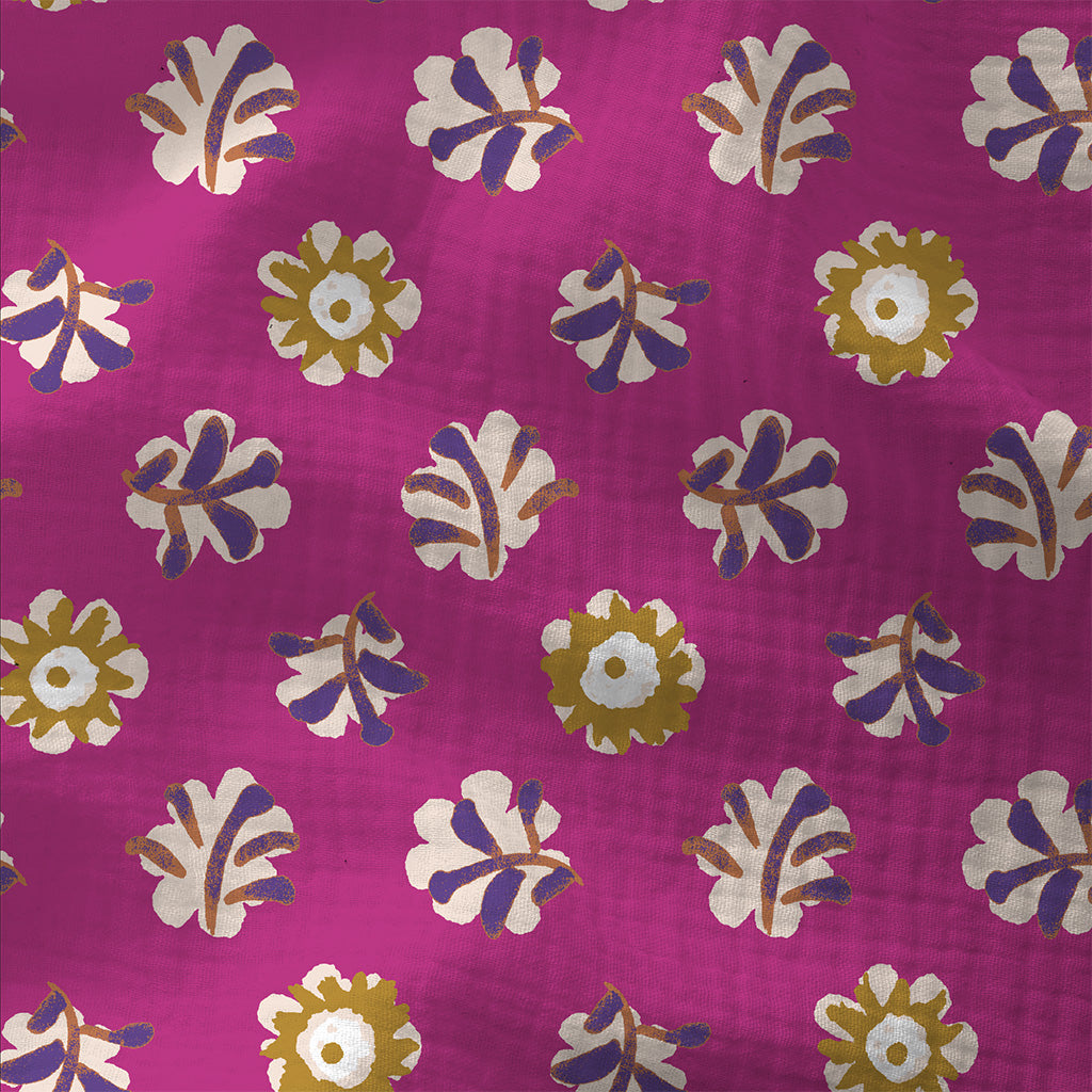 Double Gauze Printed Daia Violet / Mustard