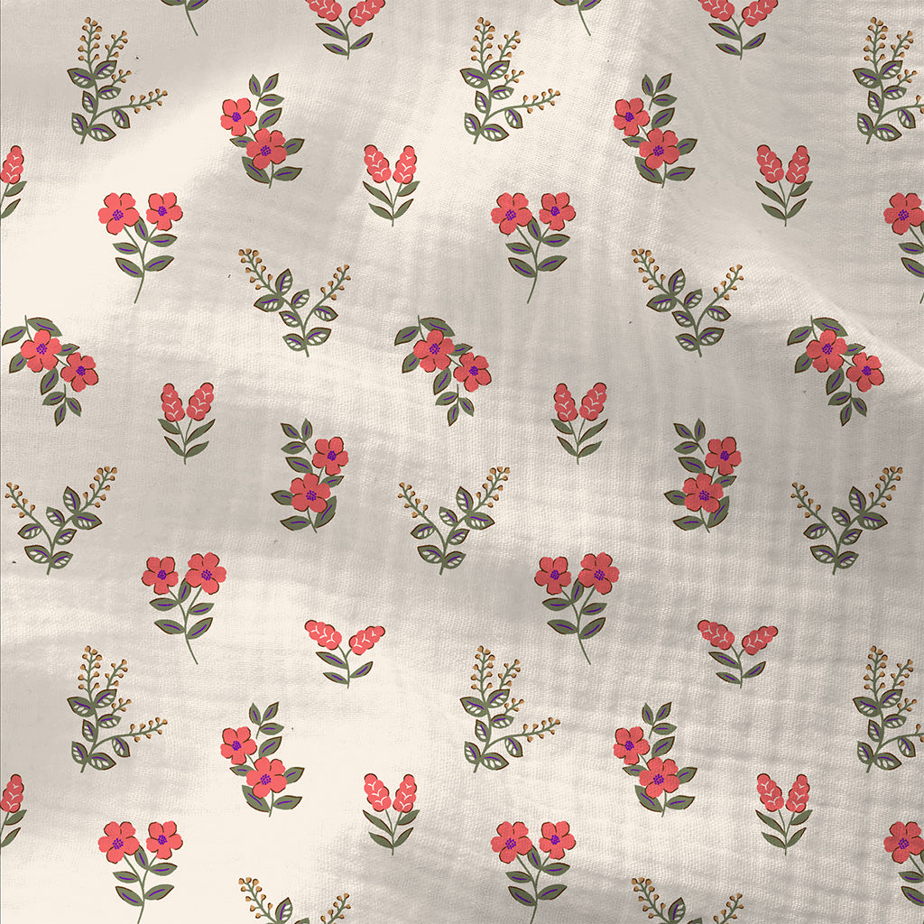 Double Gauze Printed Fergie Ecru / Red