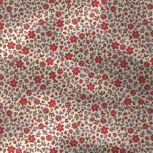 Double Gauze Printed Anouchka Ecru / Red