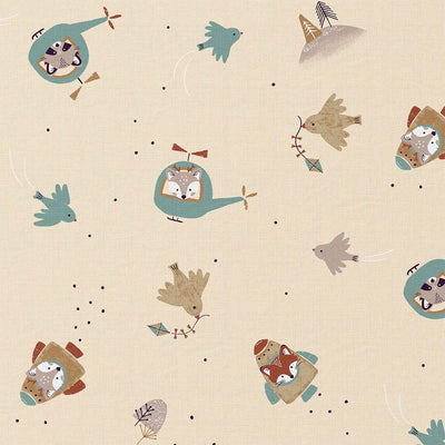 Printed Cotton Illico Beige / Blue