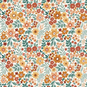 Waterproof Fabric Printed Flowers Off White