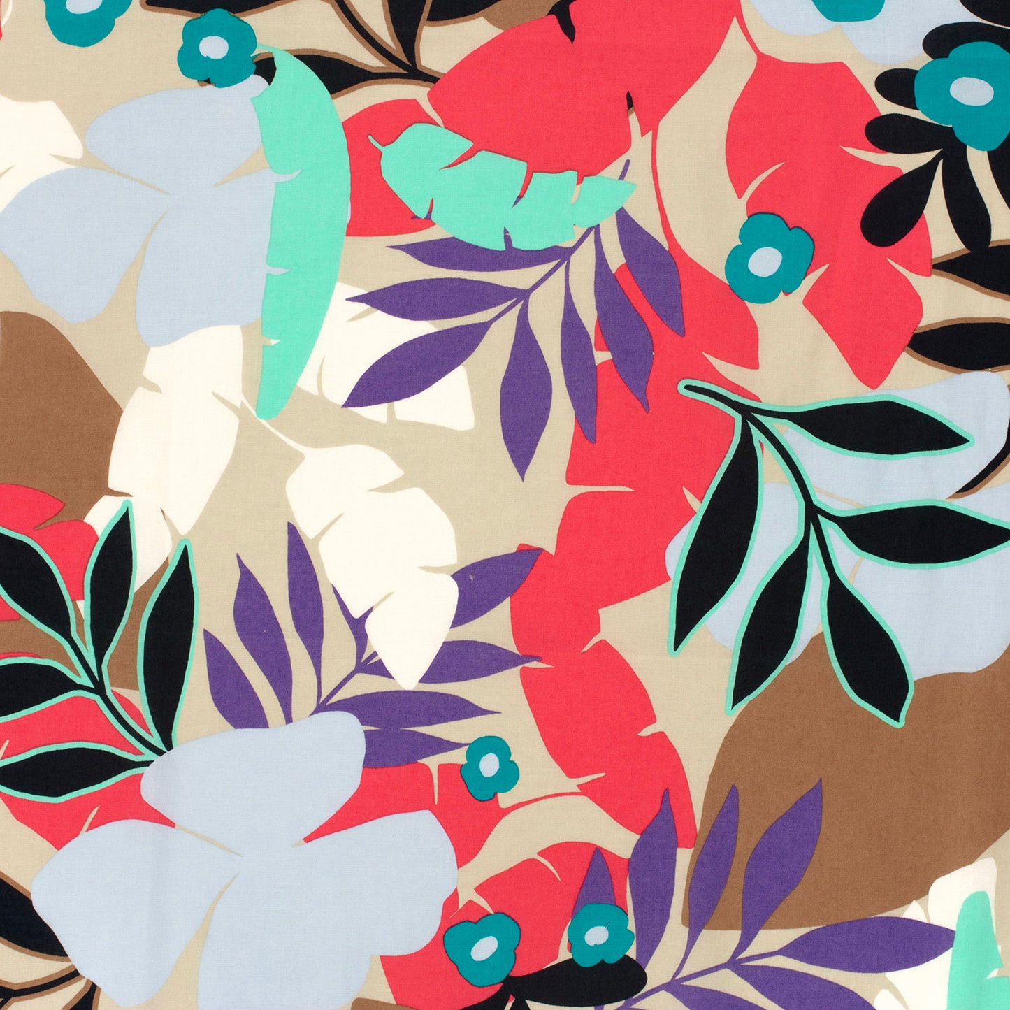 Cotton Satin Printed Abstract Dark Red