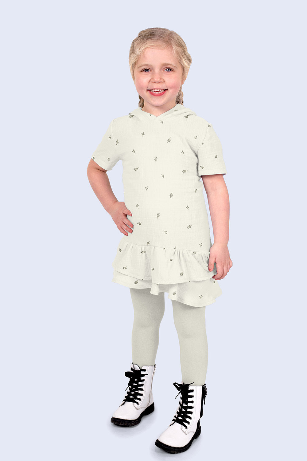 Double Gauze Printed Twigs Off White