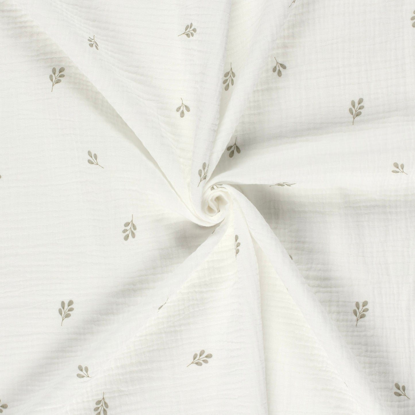 Double Gauze Printed Twigs Off White