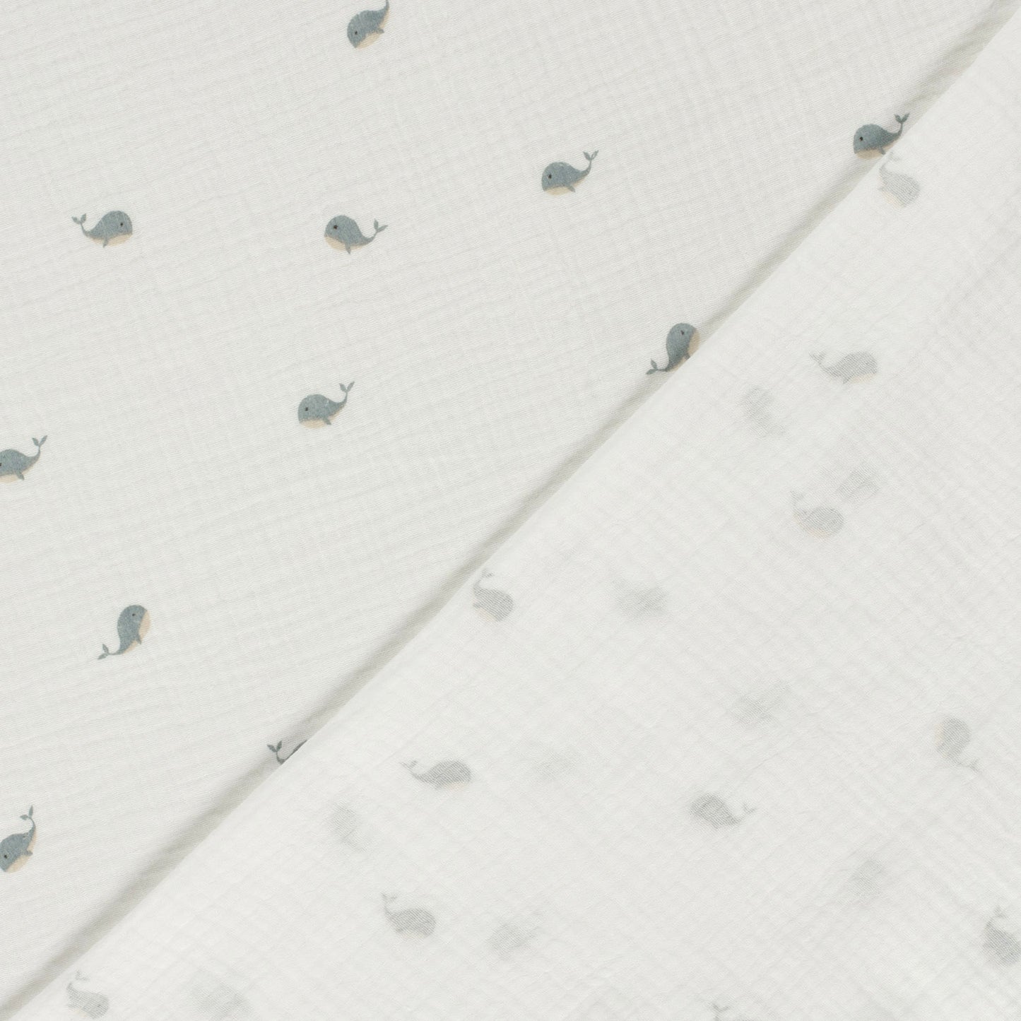 Double Gauze Printed Whales Off White