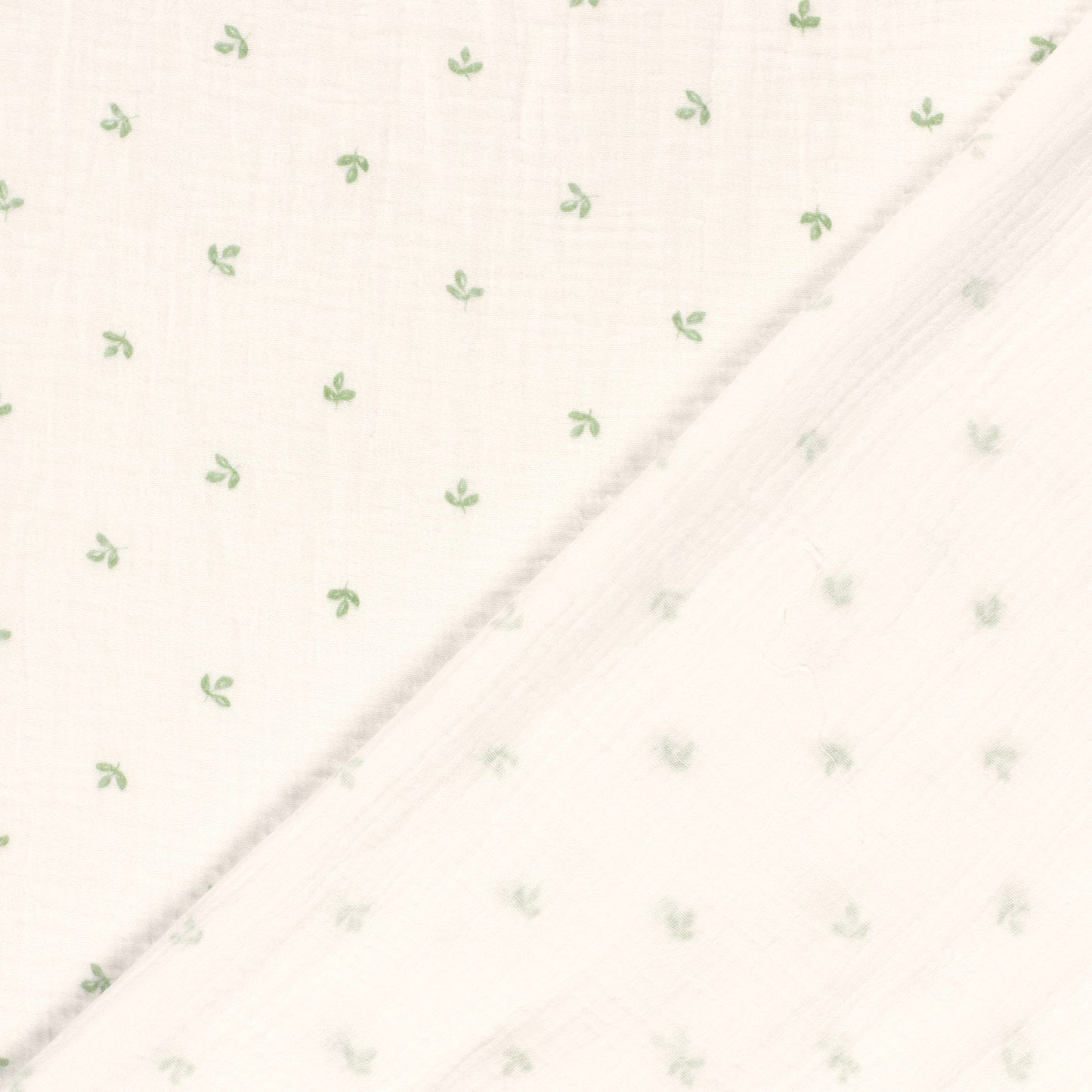 Double Gauze Printed Leaves Off White