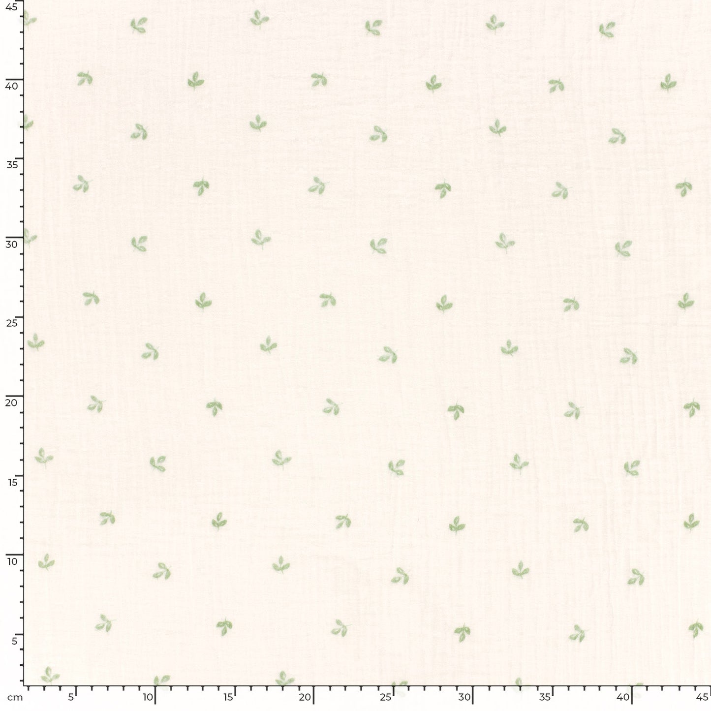 Double Gauze Printed Leaves Off White