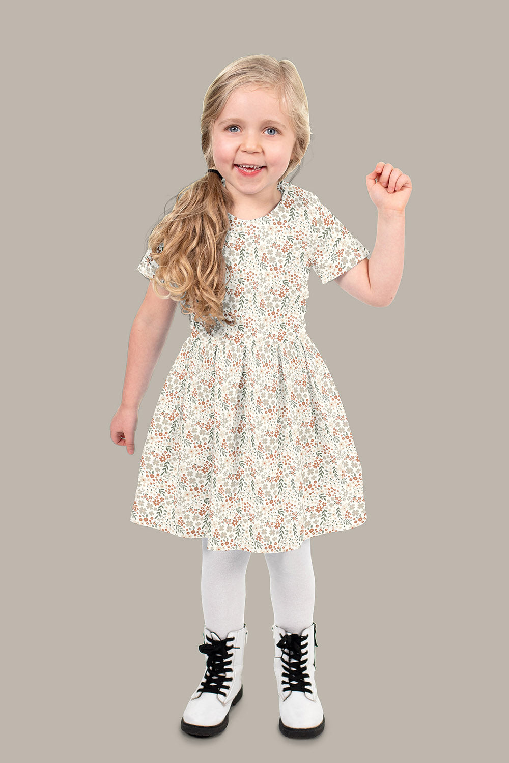 Cotton Poplin Printed Flowers Off White