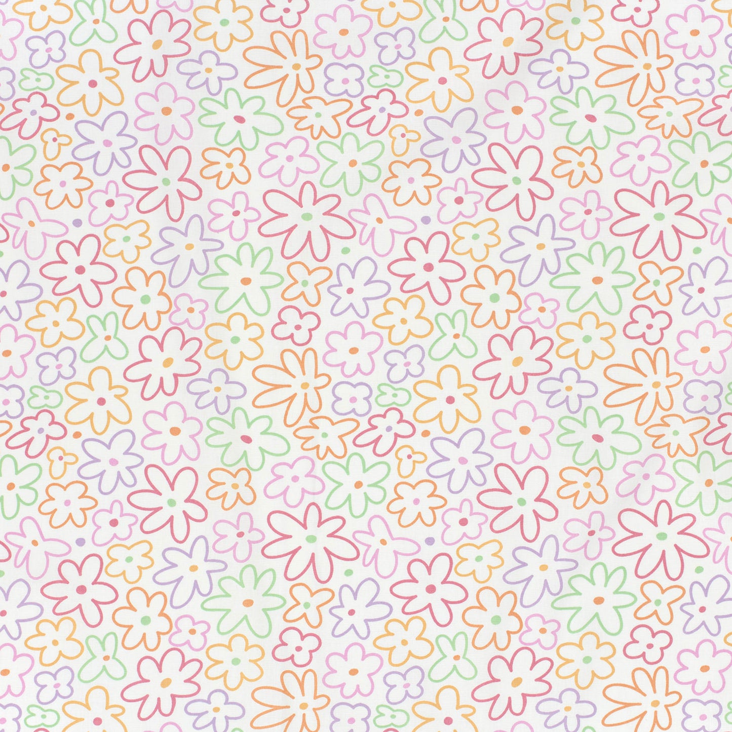 Cotton Poplin Printed Flowers Off White